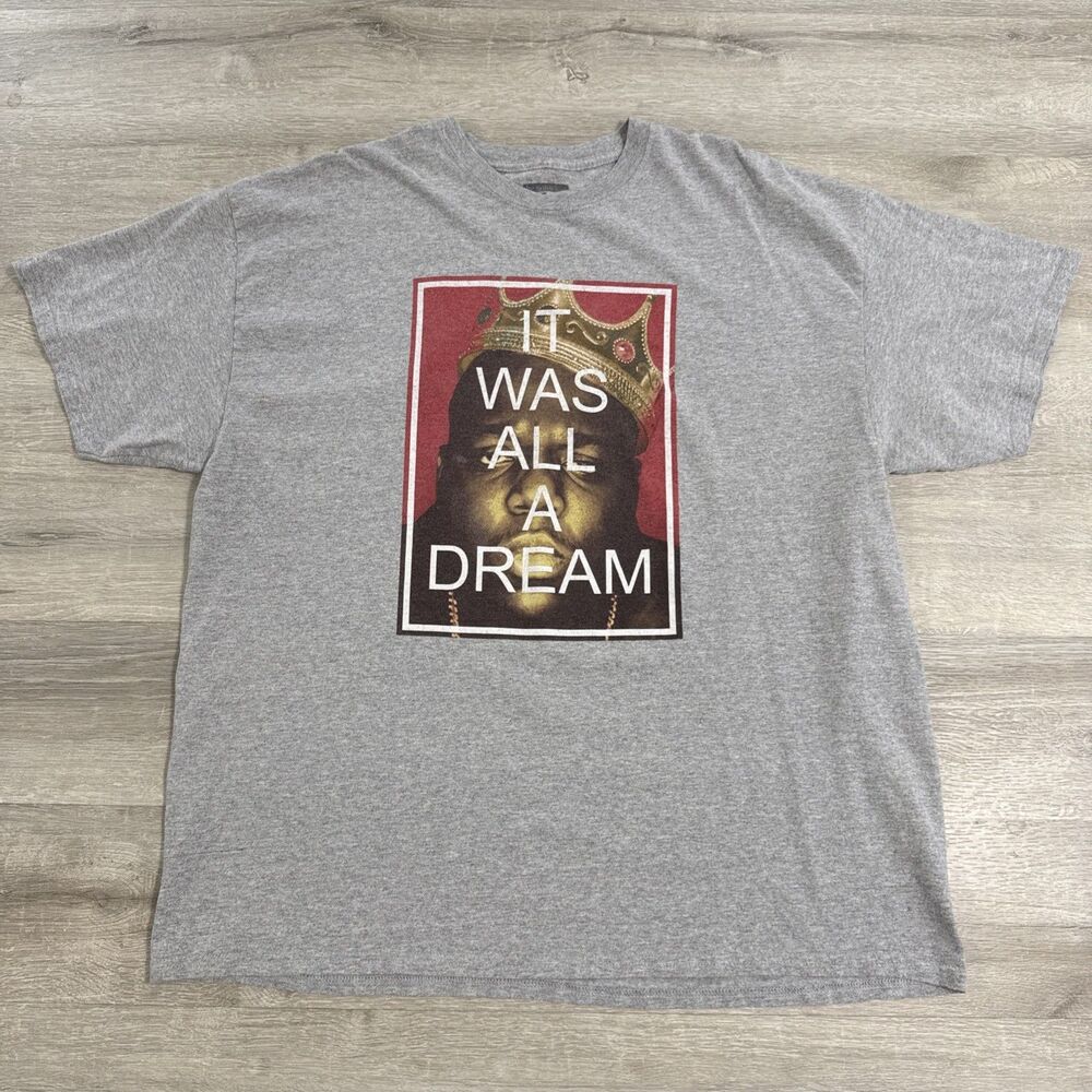 The Notorious B.I.G. Shirt Biggie Smalls It Was All a Dream Men’s 2XL Gray